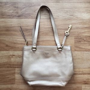 Fossil Gold Leather Shoulder Bag